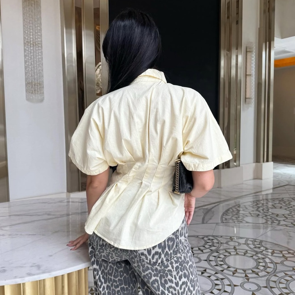 Cream Button-Up Blouse - Picture 3 of 4